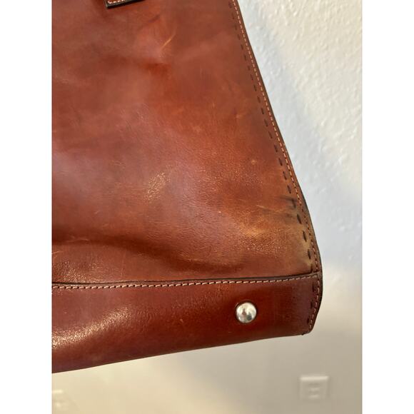 Vintage Fossil Tote Bag Brown Leather 12" x 15" - Picture 4 of 7